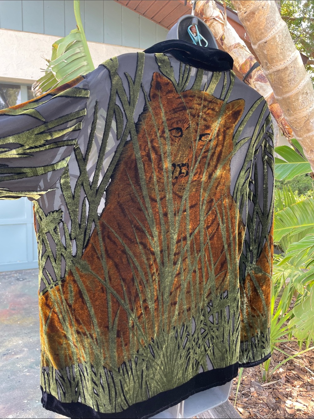 silk velvet blouse with animal print theme